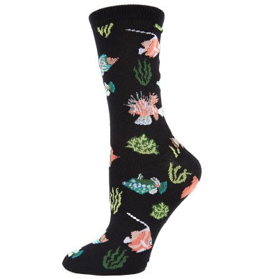 Memoi Tropical Fish Bamboo Blend Crew Socks