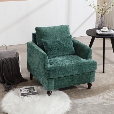 CAVINAS Upholstered Accent Chair with Solid Wood Frame,Chenille Arm Chairs for Bedroom,Reading Room