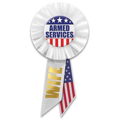 Beistle Armed Services Wife Rosette, 3.25" x 6.5", (2/Pkg) Multicolored