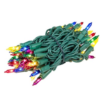 Novelty Lights RetroGlo LED Mini Lights Connectable 50 Light Green Wire 11 Feet Long