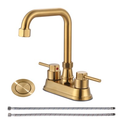 WOWOW Bathroom Faucet with High Arc Spout, 2-Handle Centerset Design