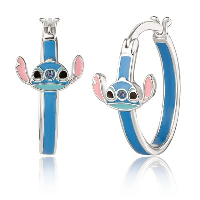 Disney Lilo and Stitch Blue Crystal Enamel Hoop Earring
