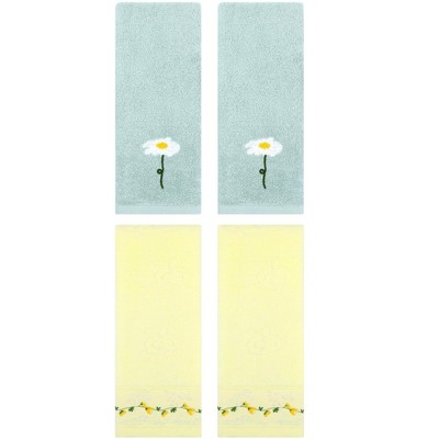 REGALWOVEN 4 Pcs Floral Soft Absorbent Decorative Hand Towel for Bathroom