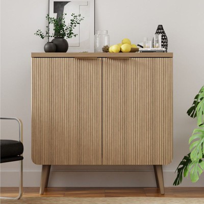 FONTOI 29.5" Storage Cabinet, Sideboard Cabinet with Doors and Shelves, Buffet Cabinet with Waveform Panel for Dining Room, 29.5*13.8*29.9