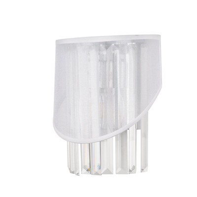 PAKOKULA Modern 1-Light Chrome Finish Crystal Column Wall Sconce with Fabric Shade