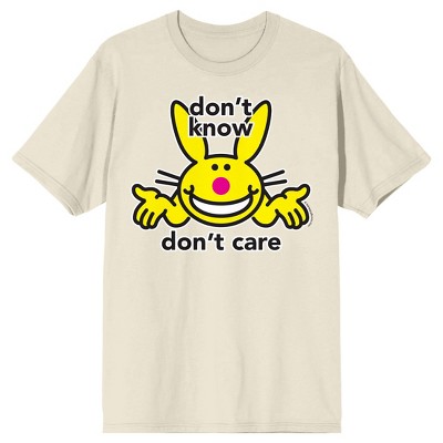 It's Happy Bunny Don't Know, Don't Care Men's Natural Short Sleeve Tee