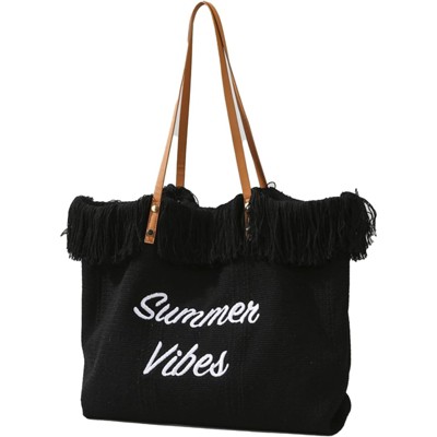 FATMOON Personalized Embroidered Tote Bag - Large Capacity Travel Shoulder Bag for Women, Lettering Canvas Tote for Daily Wear