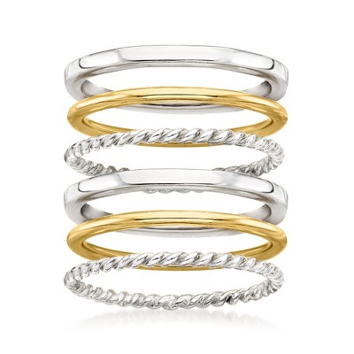 Ross-Simons Two-Tone Sterling Silver Jewelry Set: 6 Stackable Rings