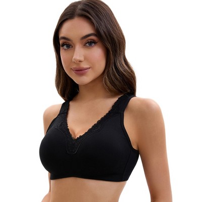 INSPIRE CHIC Women's Adjustable Strap Lace Trim Full Coverage Soft Cup Bras