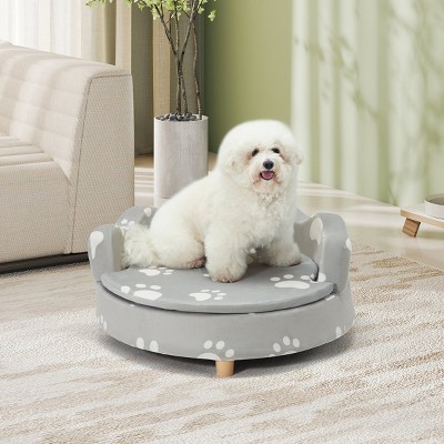 EROMMY 26" Round Dog Sofa Bed With Removable Cushion Cover Up To 80 Lbs
