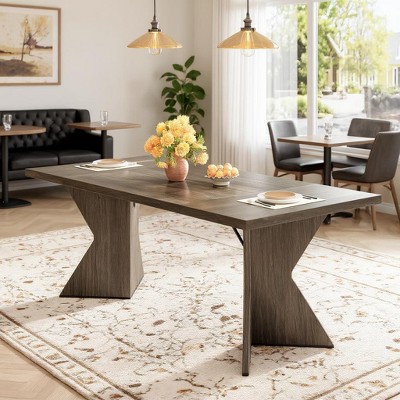 GustoWave 70.9'' Dining Table for 6, with Sturdy Frame and V Leg