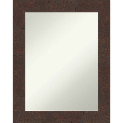 23" x 29" Non-Beveled Wildwood Brown Bathroom Wall Mirror - Amanti Art: Modern Rectangle, Polystyrene Frame
