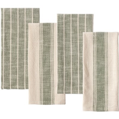 KAF Home Firenze Set of 4 Natural Rustic Slubbed Kitchen Towels, 18" x 28"