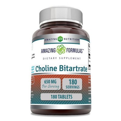 Amazing Formulas Choline Bitartrate 650 Mg 180 Tablets