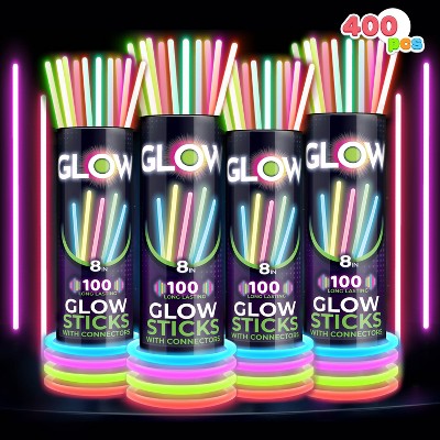 Joyfy 400 Pcs Sticks Bulk 8in Bracelets Necklaces light in the Dark Super Bright Light Up Party Favors Neon Party Supplies Halloween Christmas Easter