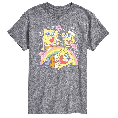 Men's - Spongebob Squarepants - Cute Face Rainbow and Jelly Fish Short Sleeve Graphic T-Shirt