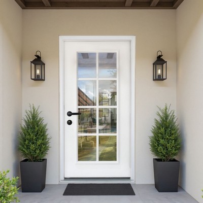 PexFix 36"x80" 8 Lite Full Lite Clear Glass Right Hand Inswing Fiberglass Entrance Door 6-9/16 Door jamb White Primed Fiberglass Knock Down Front Door
