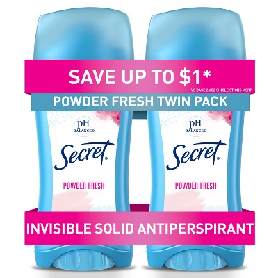 Secret Invisible Solid Antiperspirant & Deodorant - Powder Fresh Twin Pack - 2.6oz/2ct