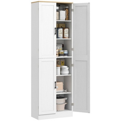 HOMCOM 67" Freestanding Kitchen Pantry, 4-Door Storage Cabinet Organizer with Adjustable Shelves and Doors