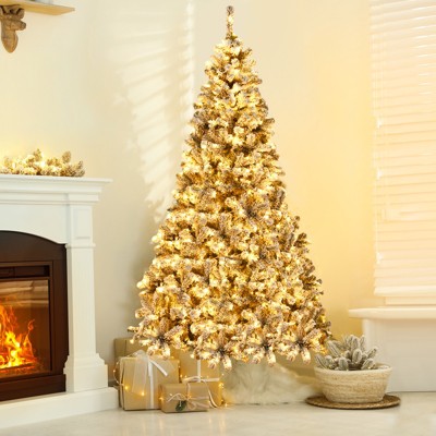 Costway Prelit 7.5ft Christmas Tree Flocked Xmas Snowy Tree 450 LED Lights