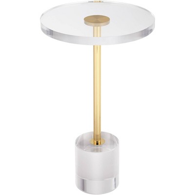 55 Downing Street Callie 14" Wide Gold and Clear Acrylic Round Side Table