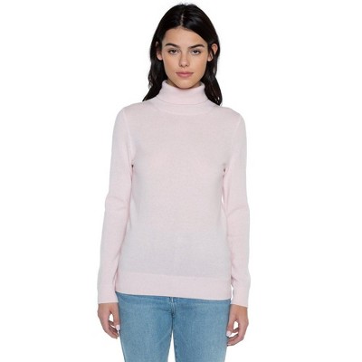 JENNIE LIU Women's 100% Pure Cashmere Long Sleeve Turtleneck Pullover Sweater
