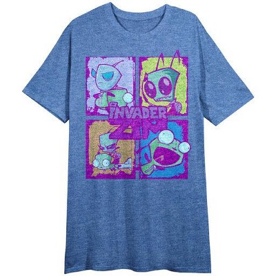 Invader Zim Character Grid Portraits Crew Neck Short Sleeve Blue Heather Women's Night Shirt