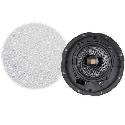 Monoprice Amber 2-Way Carbon Fiber Ceiling Speakers - 6.5 Inch With Magnetic Grille And Ribbon Tweeter (Pair)