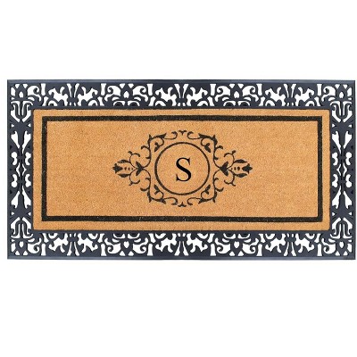 A1HC Natural Coir Doormat for Outdoor Entrance, Anti-Shed Treated Front Door Mat 30" x 60", Long Lasting Front Porch Entrymat Monogrammed
