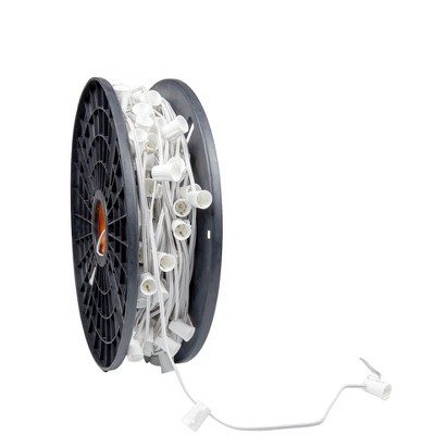 Novelty Lights 250 Feet C9/E17 Intermediate Base Christmas Bulk Spool, Vintage Holiday Hanging Light String, SPT-1 18 Gauge White Wire