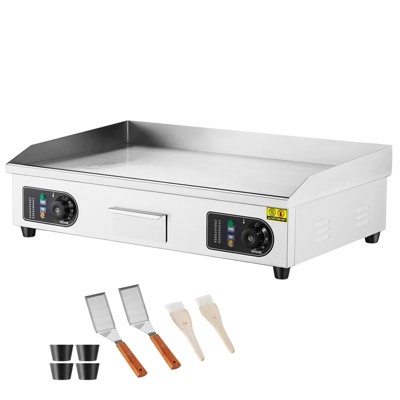 VEVOR Commercial Electric Griddle, 2800W Countertop Flat Top Grill, 122℉-572 ℉ Adjustable Temp, 28.74x15.75x0.39in Stainless Steel Griddle Grill
