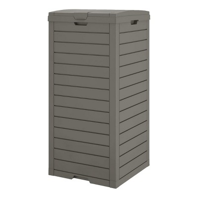 SEVOBAL 31 Gallon Outdoor Trash Can Garbage Can with Lid Waterproof Resin Garbage Patio Waste Bin Garden Backyard Deck, Beige, 16.1"*16.26"*33.86"