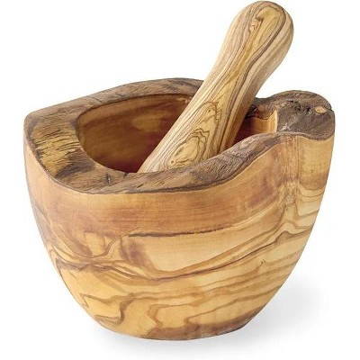 Olive Wood Rustic Mortar and Pestle