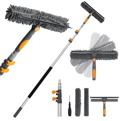 MECO ELEVERDE Extendable Window Cleaner Squeegee Cleaning Kit Washing Tool with 12Ft/20Ft Long Handle Mop