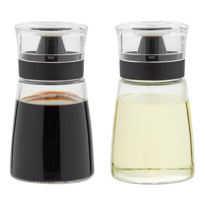 Juvale 2-Piece Small Olive Oil and Vinegar Dispenser Set - Glass Salad Dressing Cruet Bottles for Balsamic, Soy Sauce (5.5 oz)