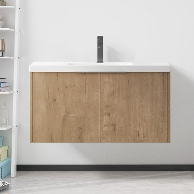 Bathroom Vanity with Sink, Soft Close Door and Floating Mount Design - ModernLuxe