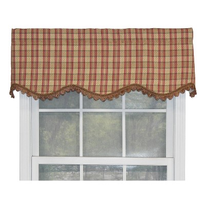 RLF Home Bazaar Plaid Trimmed Provance 100% Cotton with Fully Lined 3" Rod Pocket Valnance for Windows 50" x 15" Cornflower