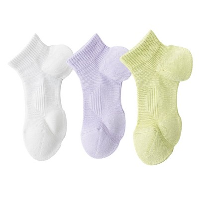 Anna-Kaci 3 Pairs Women's Ankle Athletic Socks Soft Cotton Cushioned Breathable Design with Ribbed Cuffs for Active Casual Wear