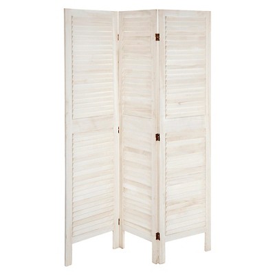5 1/2 ft. Tall Modern Venetian Room Divider - White (3 Panels): Oriental Furniture, Hardwood Frame, Metal Hinges
