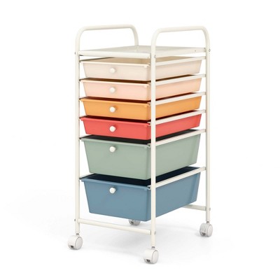 Costway 6 Drawer Rolling Storage Cart Scrapbook Paper Office Organizer  Yellow/Black/Clear/MultiColor/Colorful/Macaron/Mixed Pink/Mixed Black/Hot Pink