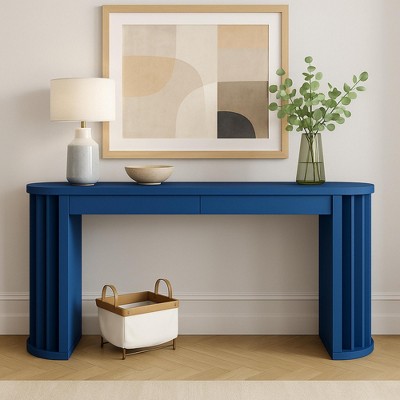 Merax Modern Oval-Edge Console Table with Fan-Shaped Legs