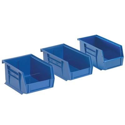 Quantum 7.375"d x 4.125"w x 3"h Ultra Stack and Hang Bins, Blue, 24 Count.