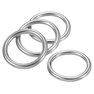 Unique Bargains Stainless Steel Seamless Welded DIY O Ring Buckles 20 Pcs Silver