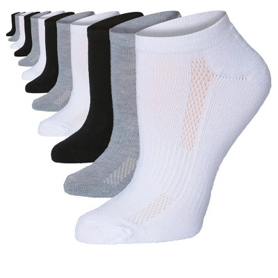 Solid Classic Black Grey & White Colors Low Cut Socks - 12 Pairs