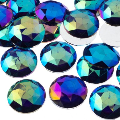 John Bead 100-Piece 25mm Purple AB Acrylic Round Flat Back Rhinestones