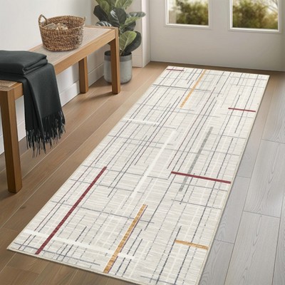 Indoor Modern Soft Area Rugs for Bedroom Decor Washable Strip Abstract Carpet Low Pile Non Slip Floor Mat For Living Room