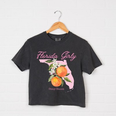 Simply Sage Market Women's Florida Girly Flower Short Sleeve Relaxed Fit Cropped Tee