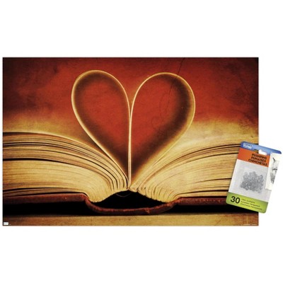 Trends International Tom Quartermaine - Book Pages in Heart Shape Unframed Wall Poster Prints