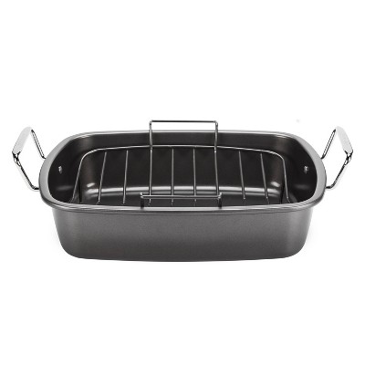 Cuisinart 16" Carbon Steel Roaster with Rack: Nonstick, Dishwasher & Oven-Safe, Riveted Stainless Steel Handles