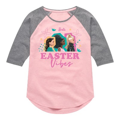 Girls' - Barbie - Easter Vibes Shirt Tail Raglan Graphic T-shirt